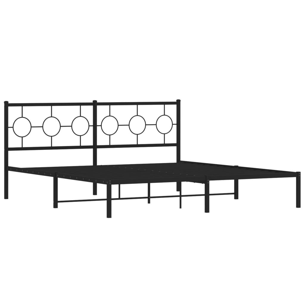 Metalni okvir za krevet s uzglavljem crni 180x200 cm