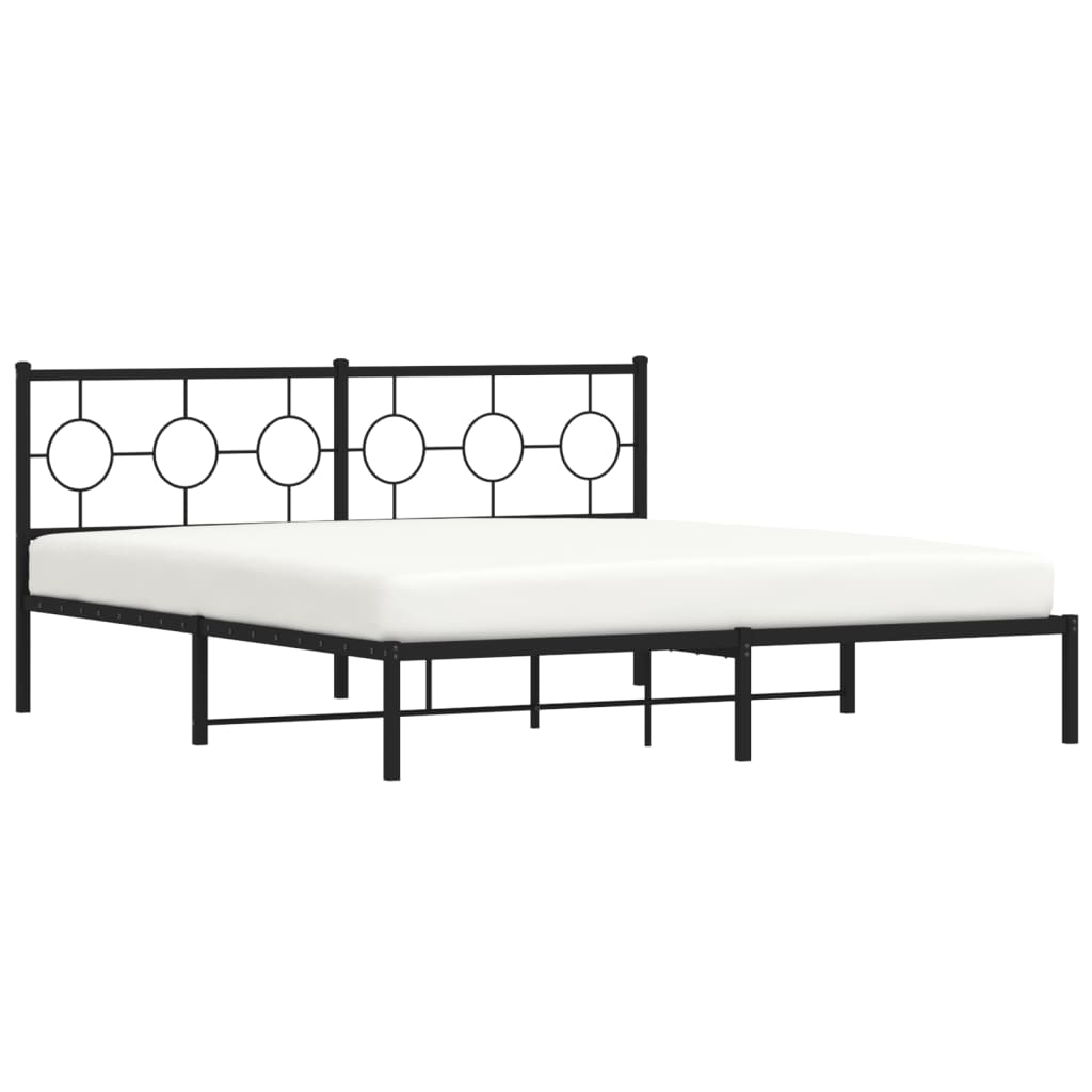 Metalni okvir za krevet s uzglavljem crni 180x200 cm