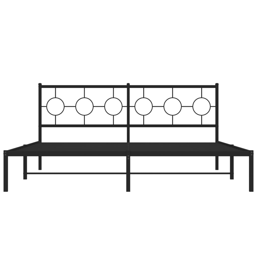 Metalni okvir za krevet s uzglavljem crni 180x200 cm
