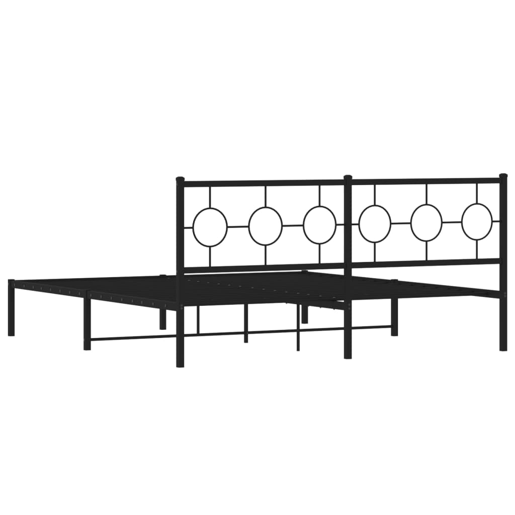Metalni okvir za krevet s uzglavljem crni 180x200 cm