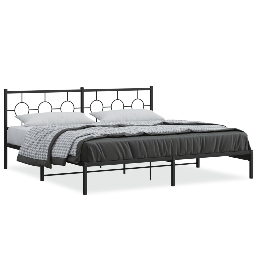 Metalni okvir za krevet s uzglavljem crni 193x203 cm