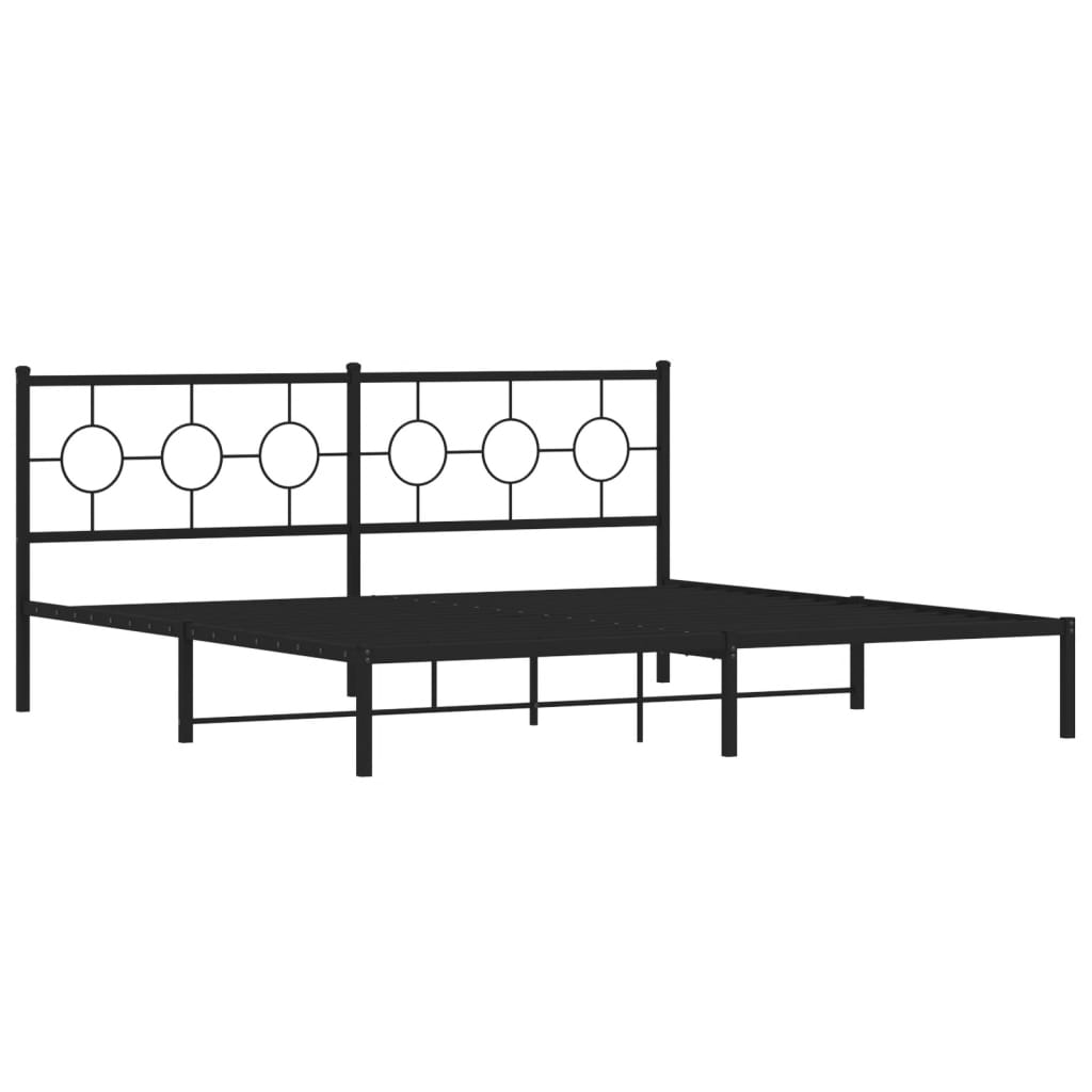 Metalni okvir za krevet s uzglavljem crni 193x203 cm