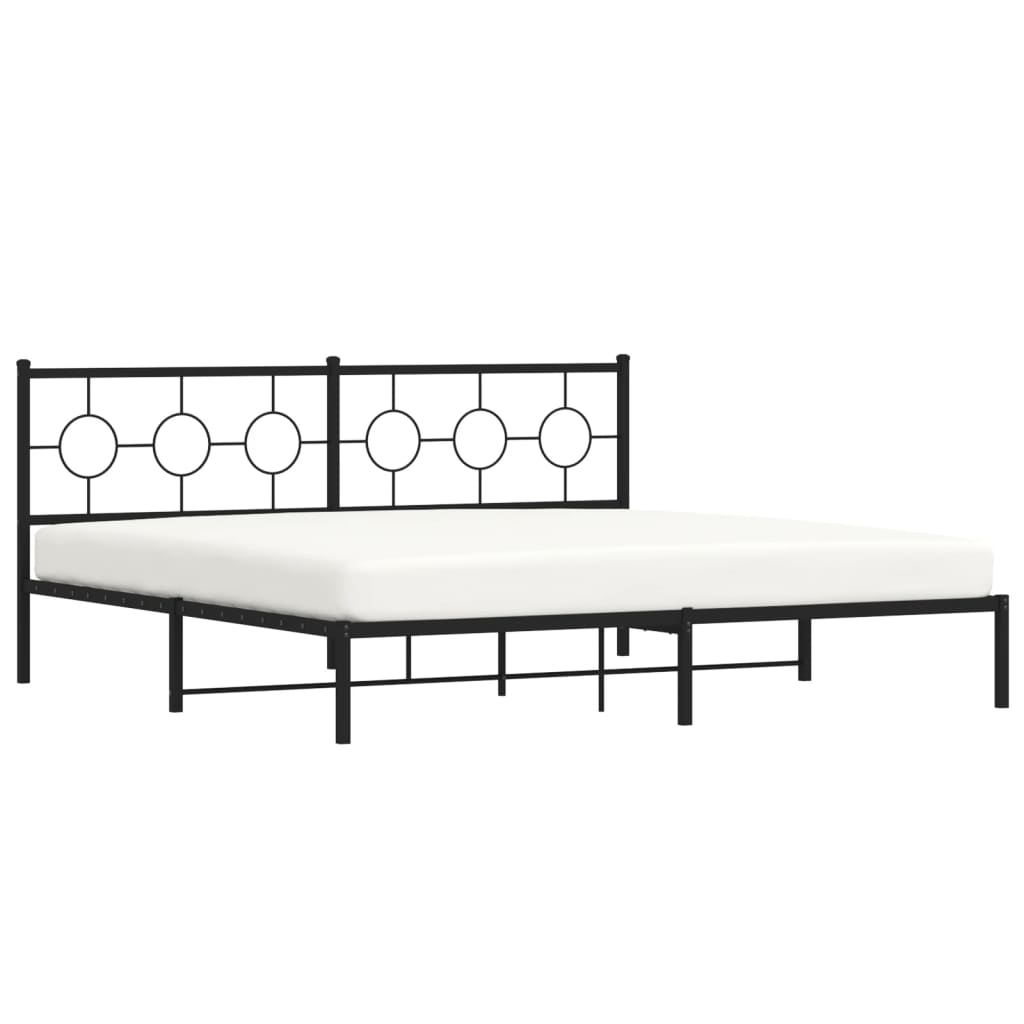 Metalni okvir za krevet s uzglavljem crni 193x203 cm