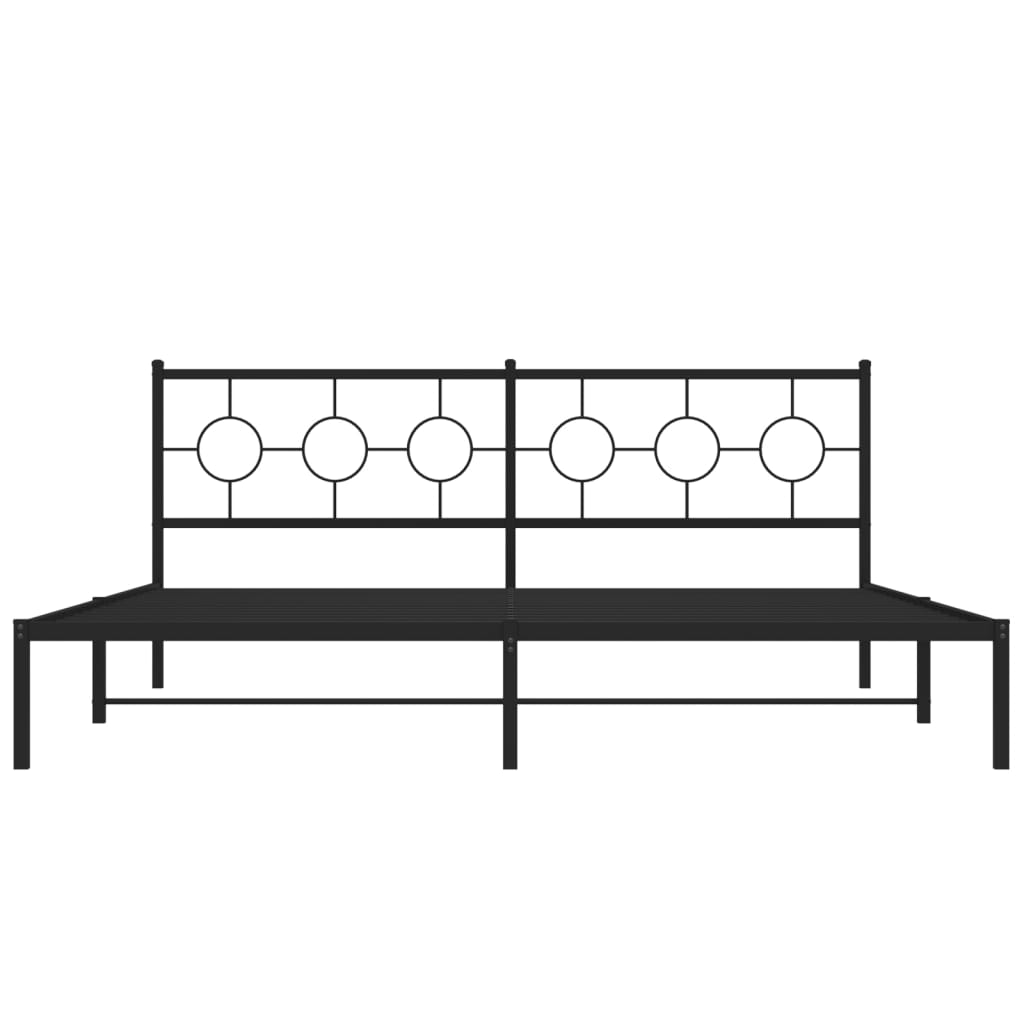Metalni okvir za krevet s uzglavljem crni 193x203 cm
