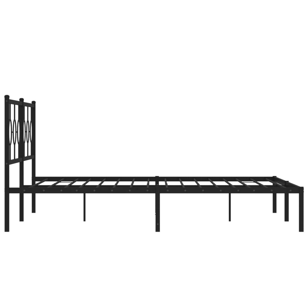 Metalni okvir za krevet s uzglavljem crni 193x203 cm