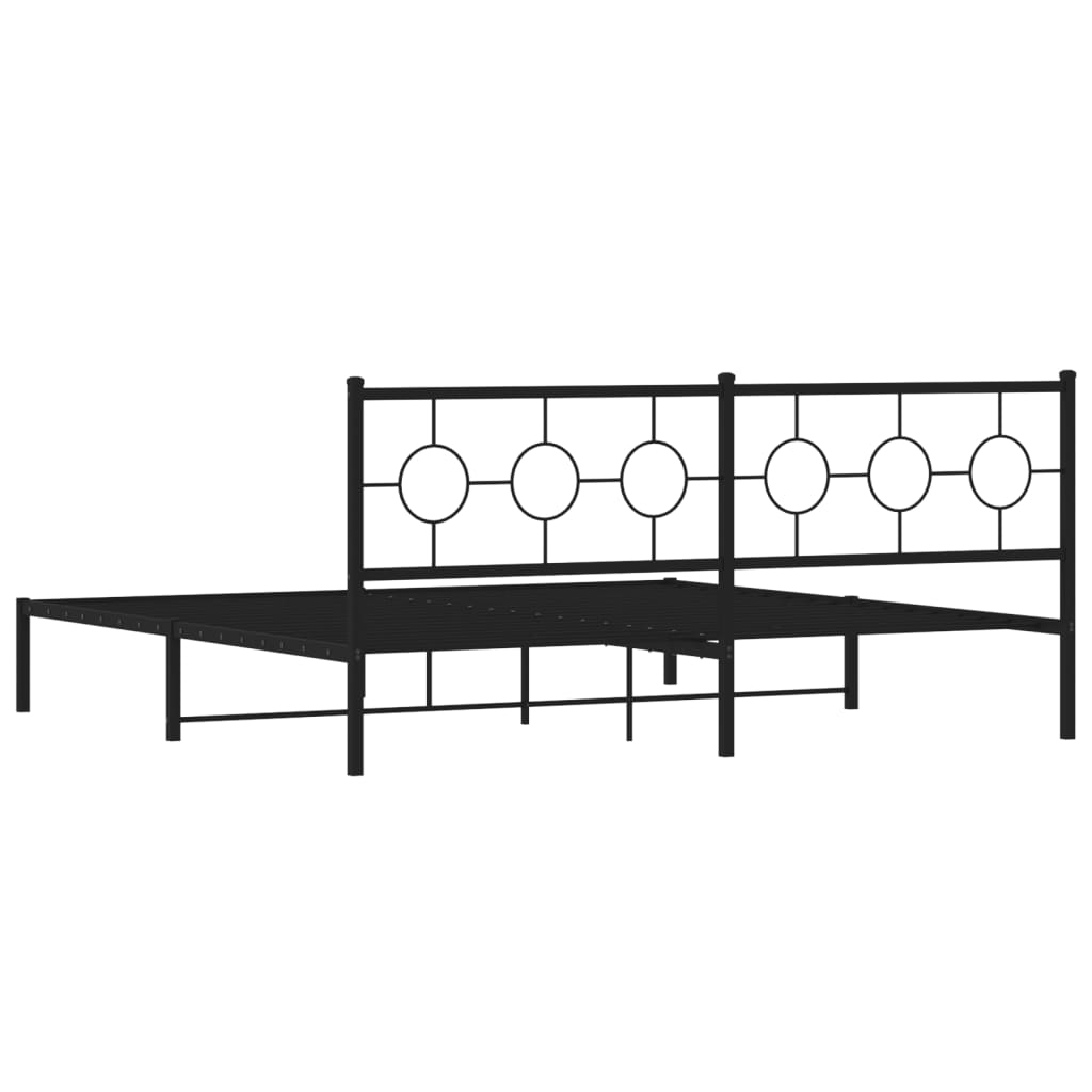 Metalni okvir za krevet s uzglavljem crni 193x203 cm