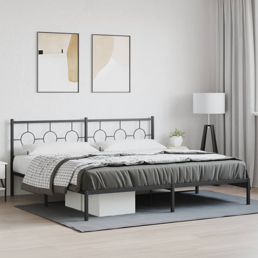 Metalni okvir za krevet s uzglavljem crni 200x200 cm