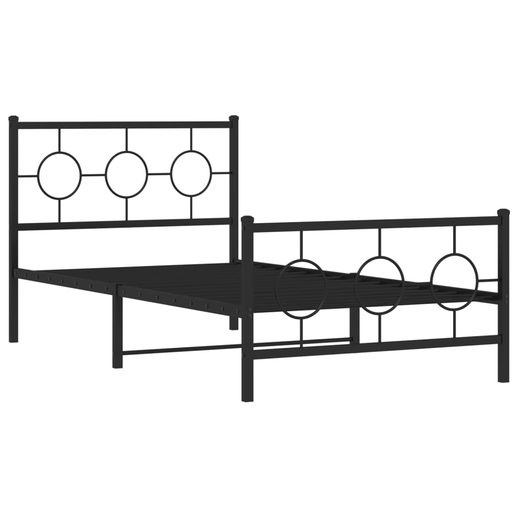 Metalni okvir kreveta uzglavlje i podnožje crni 100x200 cm