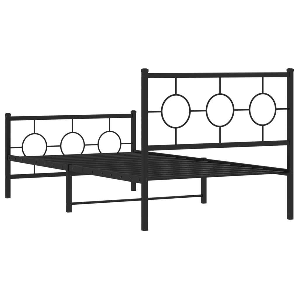 Metalni okvir kreveta uzglavlje i podnožje crni 100x200 cm