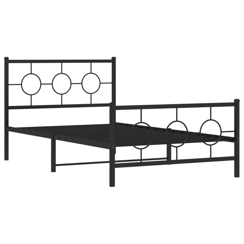 Metalni okvir kreveta uzglavlje i podnožje crni 107x203 cm