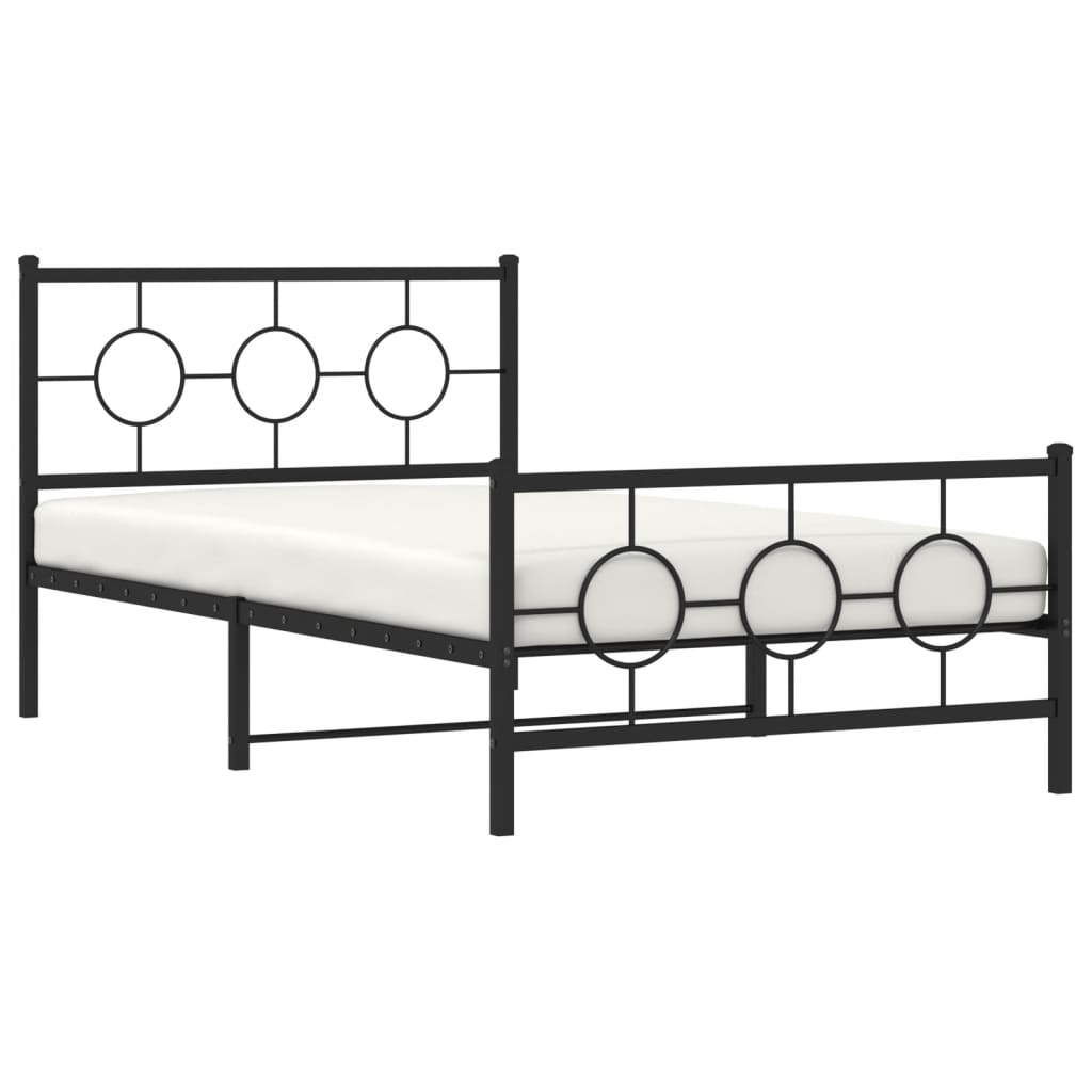 Metalni okvir kreveta uzglavlje i podnožje crni 107x203 cm