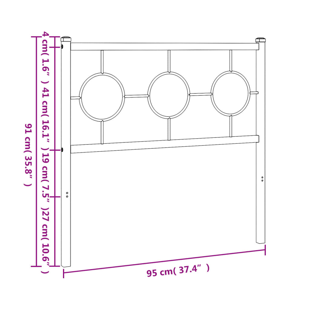 Metalno zamjensko uzglavlje crno 90 cm