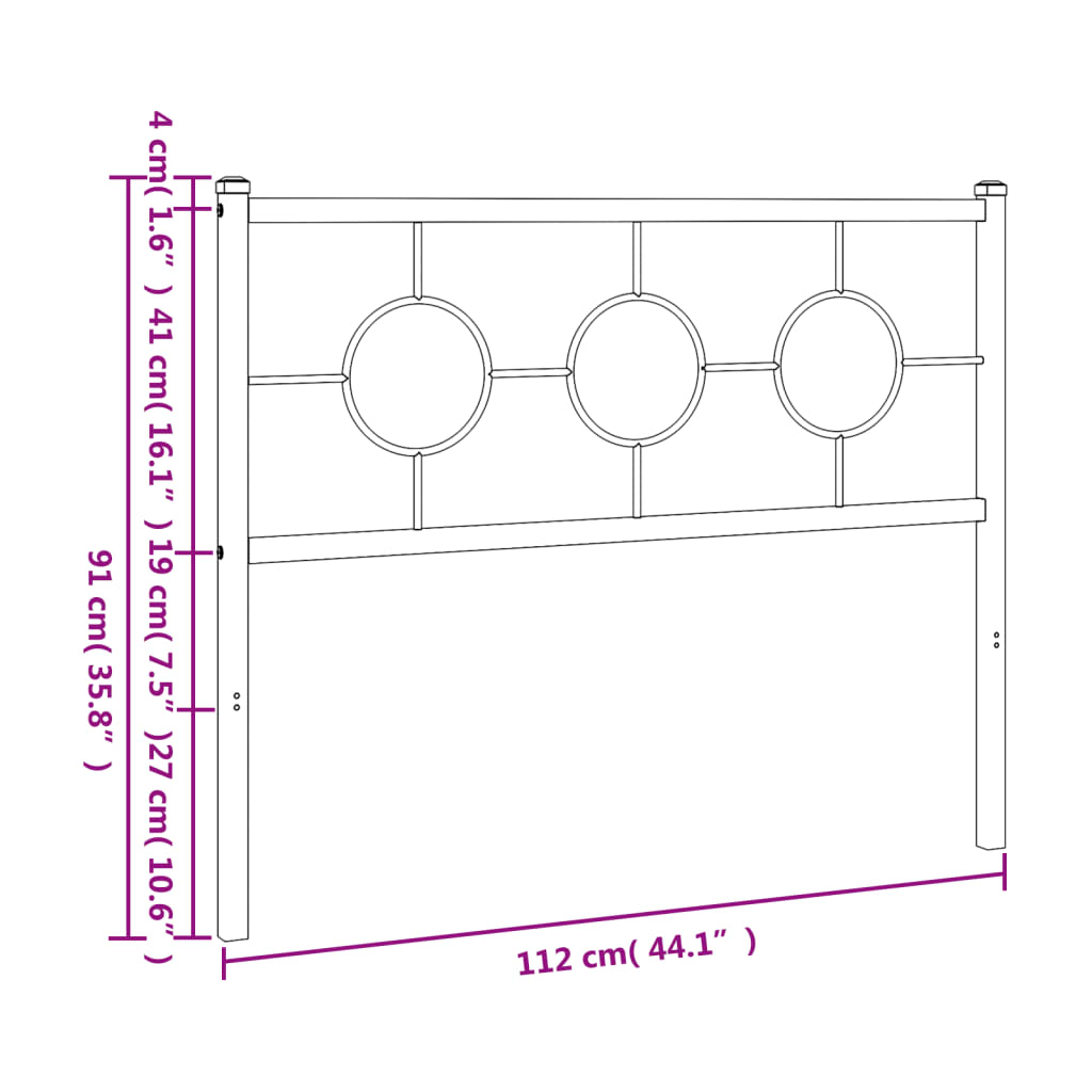 Metalno zamjensko uzglavlje crno 107 cm
