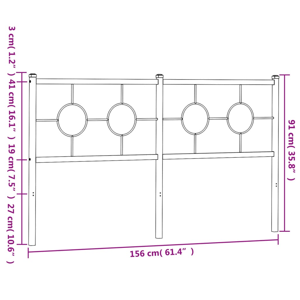 Metalno zamjensko uzglavlje crno 150 cm