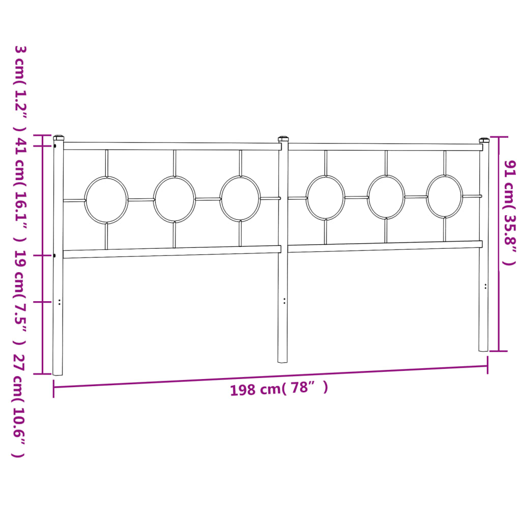 Metalno zamjensko uzglavlje crno 193 cm