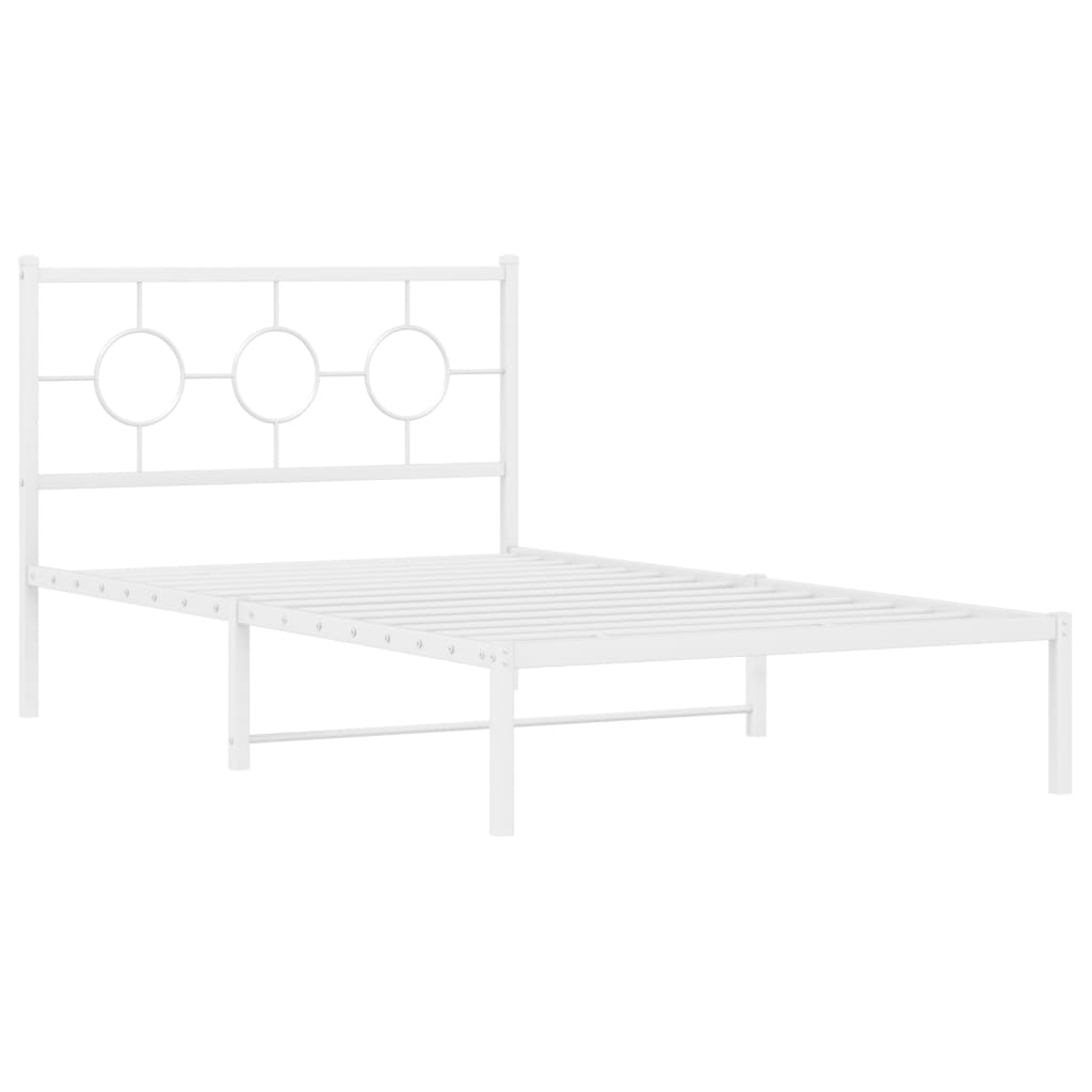 Metalni okvir za krevet s uzglavljem bijeli 107x203 cm