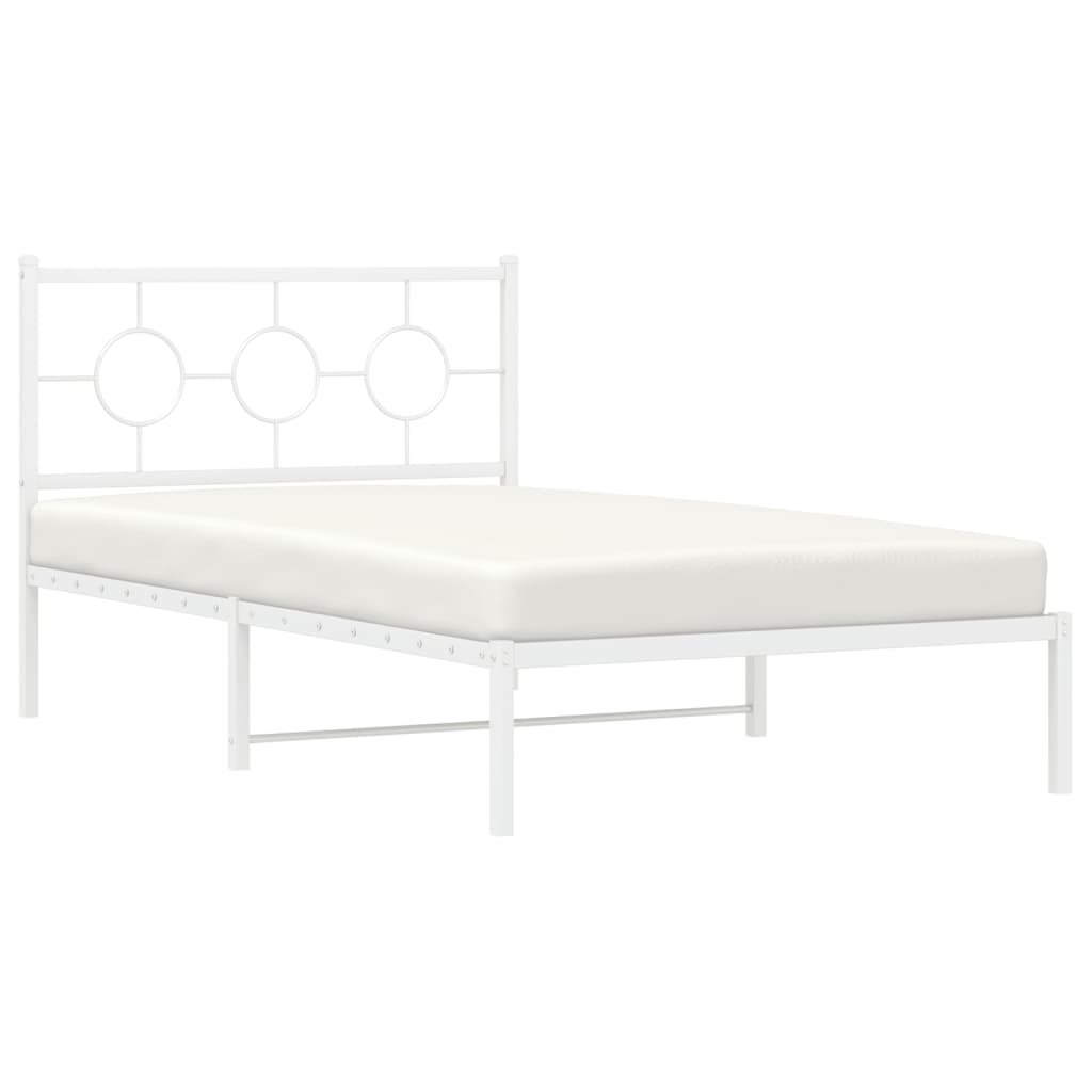 Metalni okvir za krevet s uzglavljem bijeli 107x203 cm