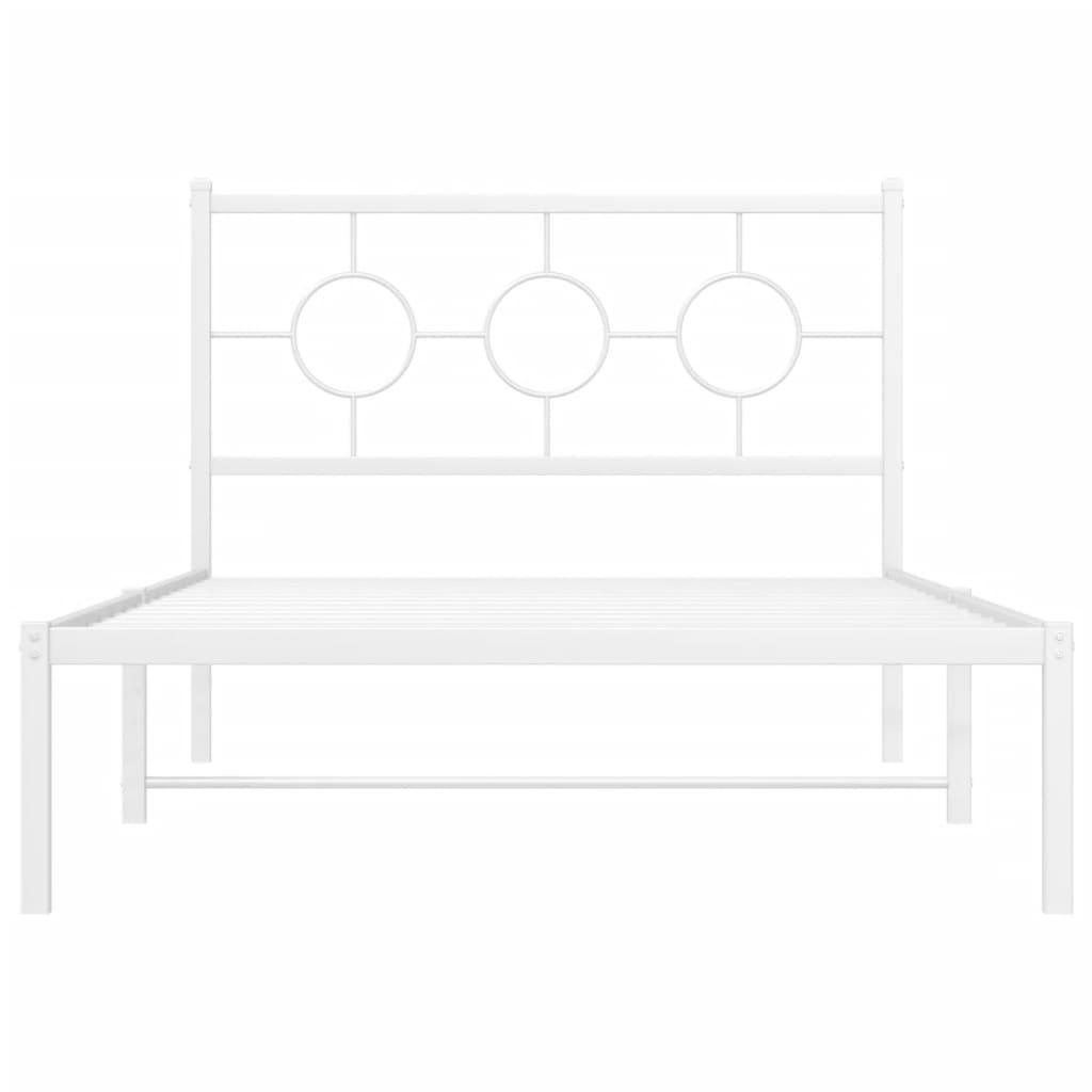 Metalni okvir za krevet s uzglavljem bijeli 107x203 cm
