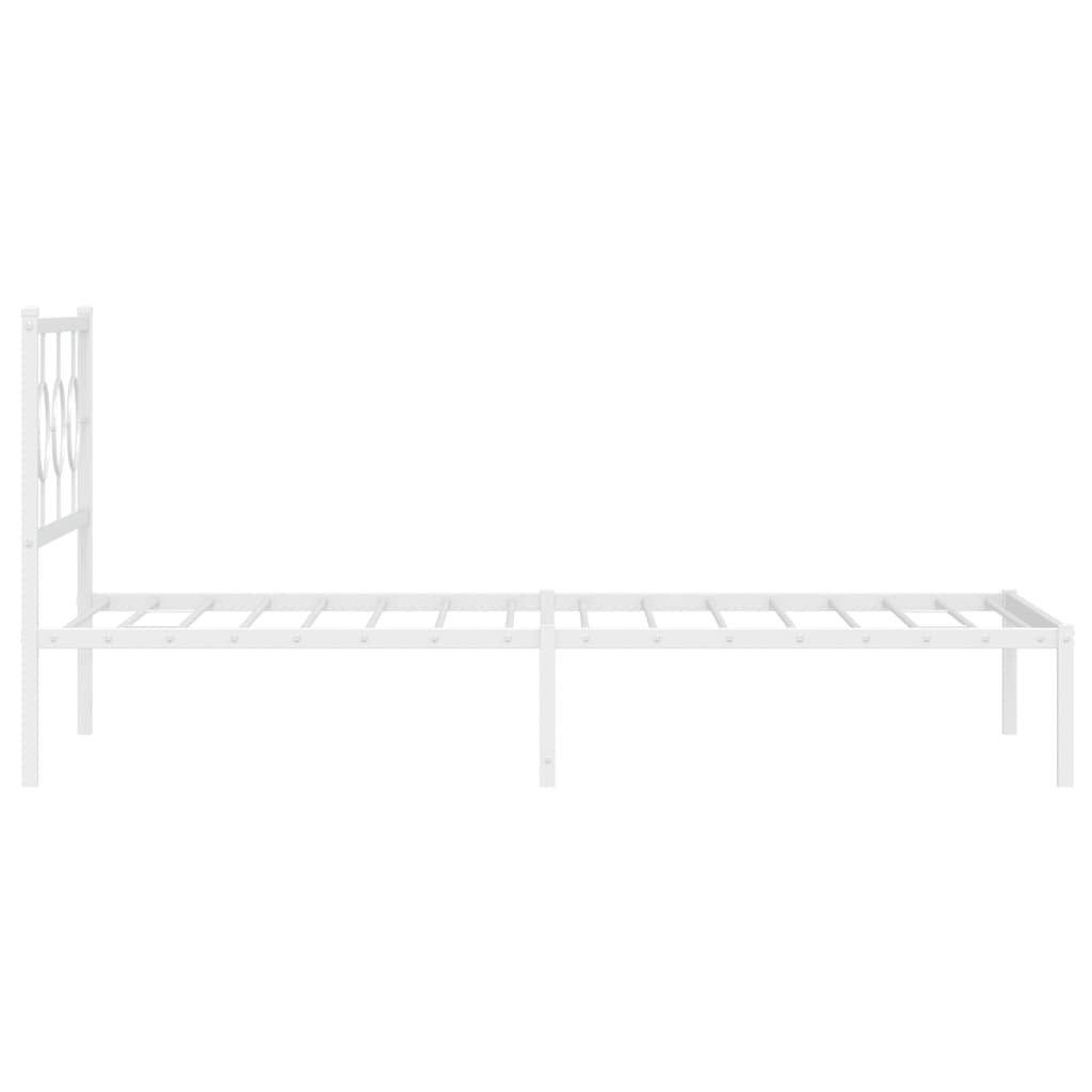 Metalni okvir za krevet s uzglavljem bijeli 107x203 cm