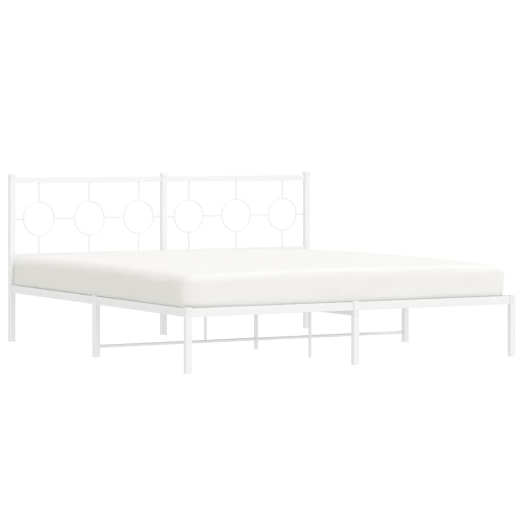 Metalni okvir za krevet s uzglavljem bijeli 183x213 cm