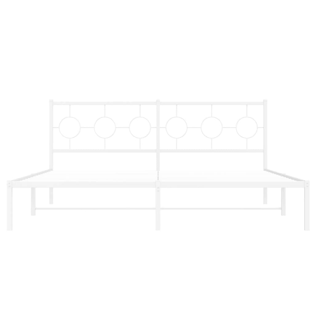 Metalni okvir za krevet s uzglavljem bijeli 183x213 cm