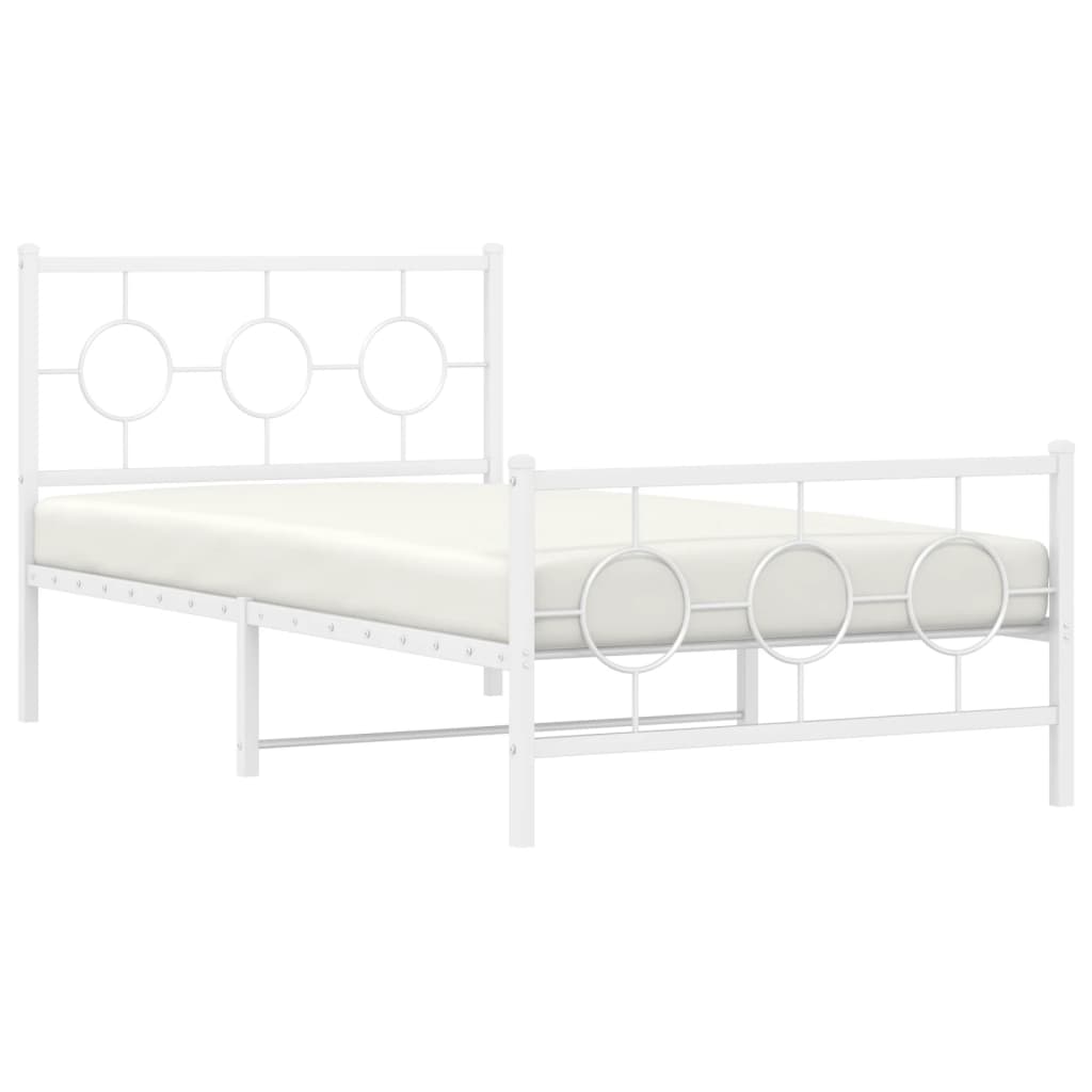 Metalni okvir kreveta uzglavlje i podnožje bijeli 100x190 cm