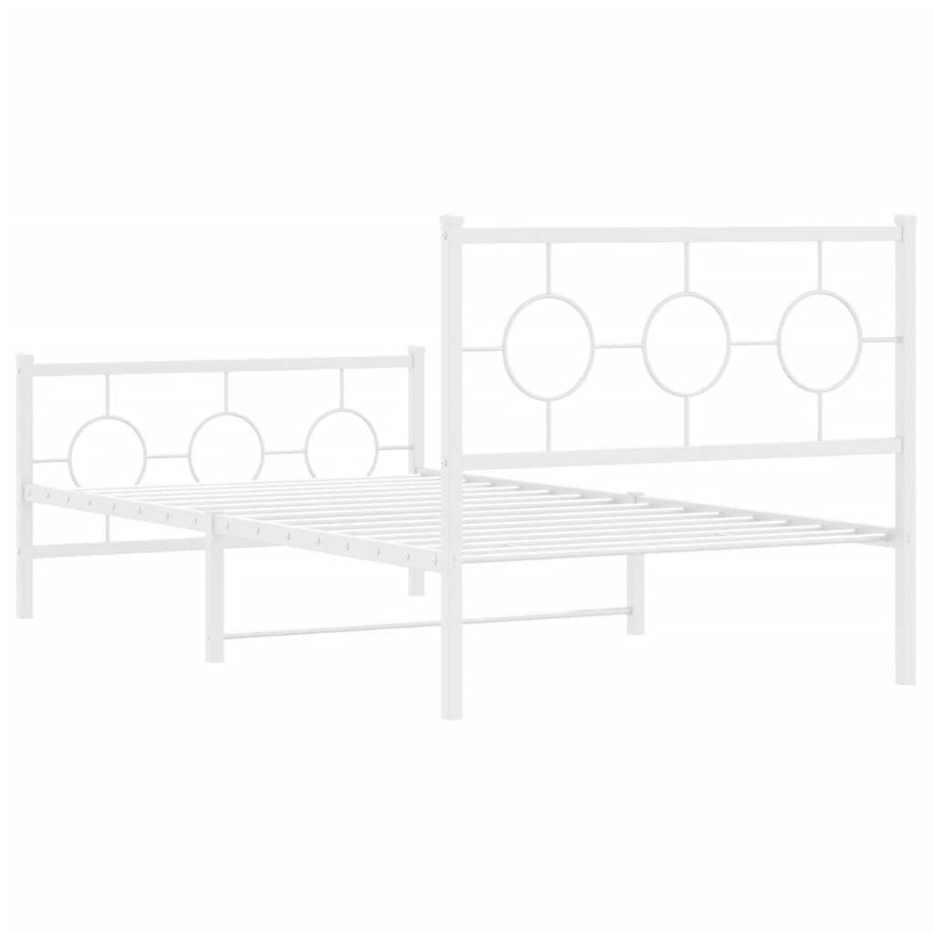 Metalni okvir kreveta uzglavlje i podnožje bijeli 100x190 cm