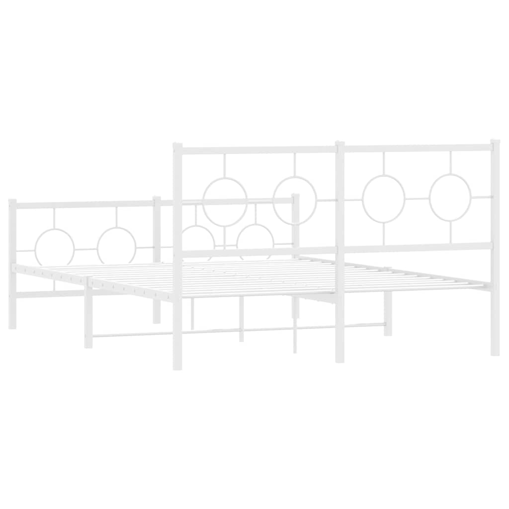 Metalni okvir kreveta uzglavlje i podnožje bijeli 140x200 cm