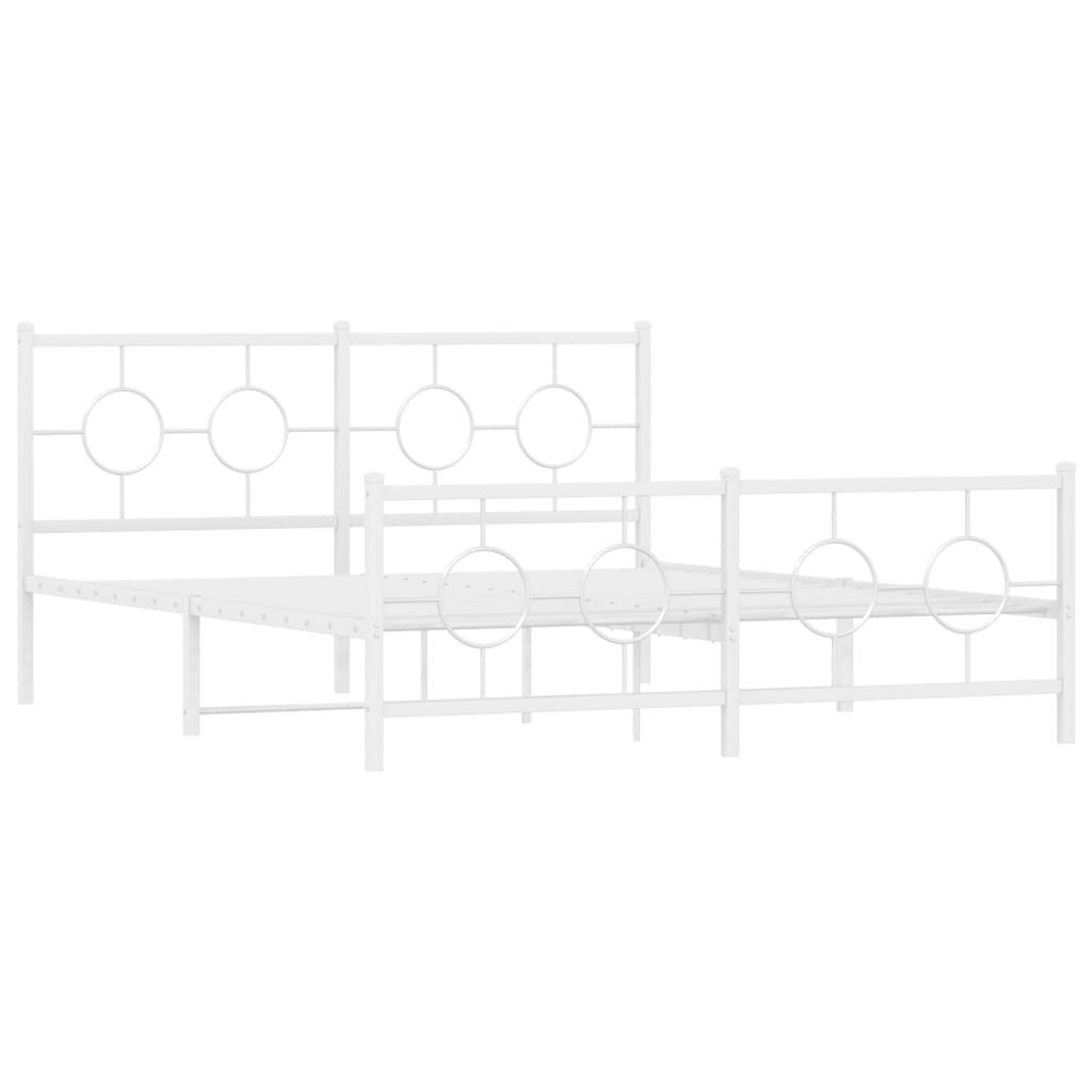 Metalni okvir kreveta uzglavlje i podnožje bijeli 150 x 200 cm