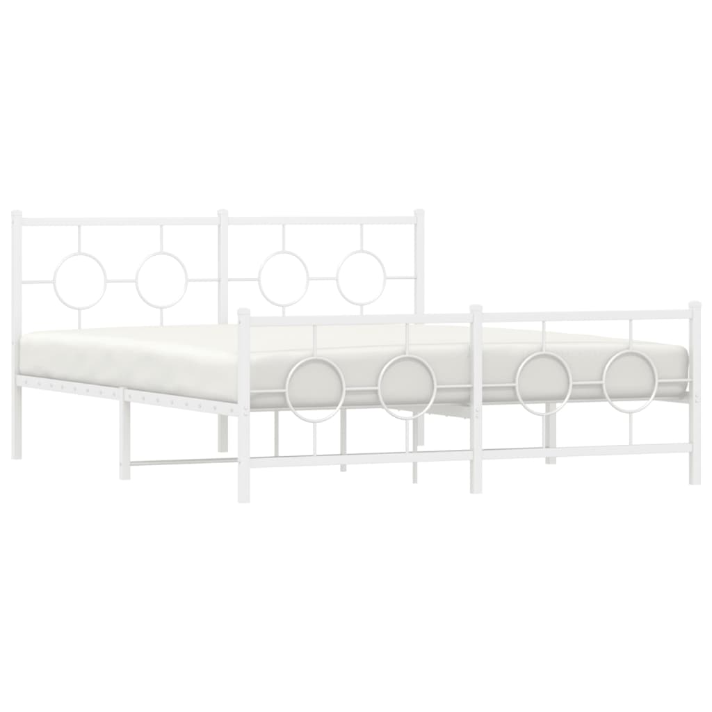 Metalni okvir kreveta uzglavlje i podnožje bijeli 150 x 200 cm