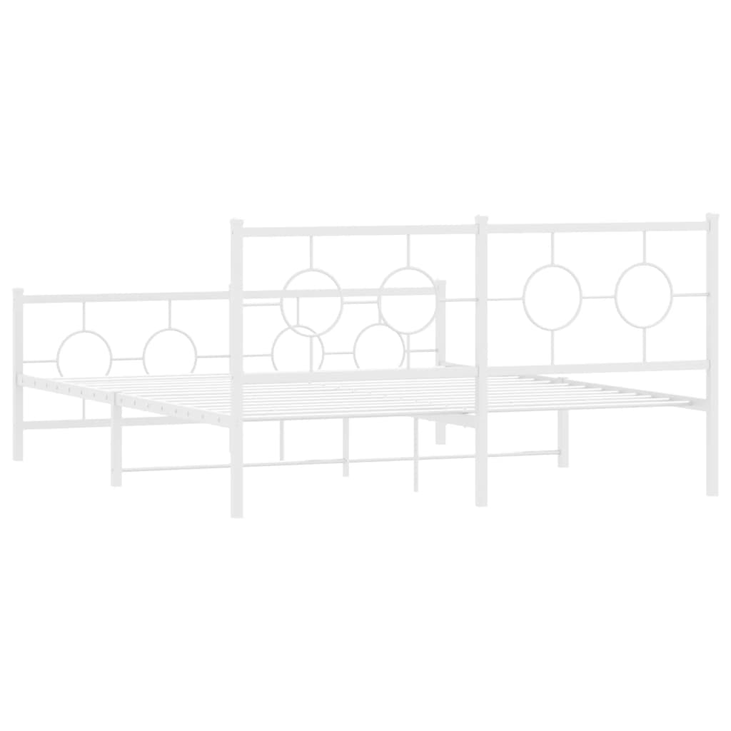 Metalni okvir kreveta uzglavlje i podnožje bijeli 150 x 200 cm