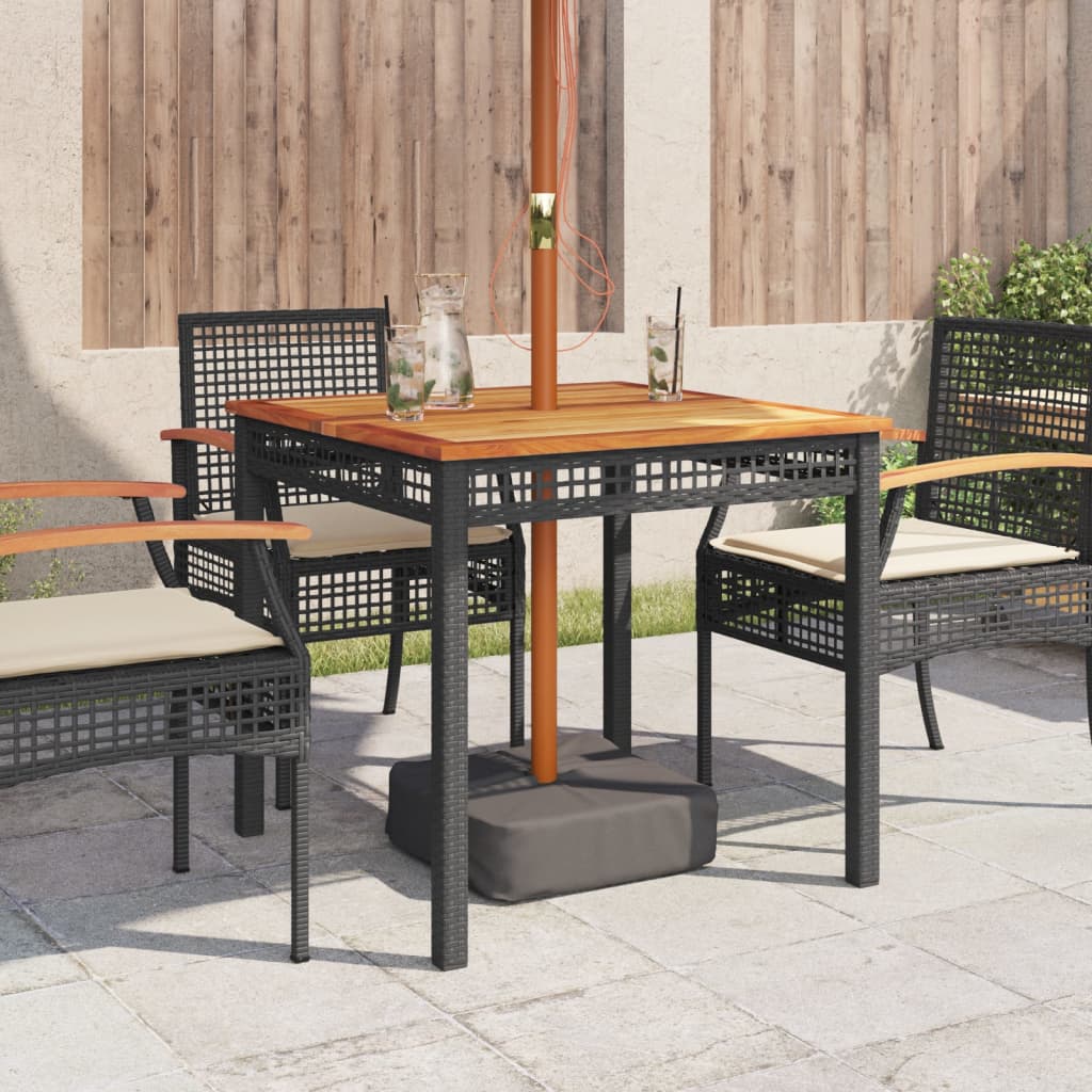 Vrtni stol crni 80 x 80 x 75 cm od poliratana i drva bagrema