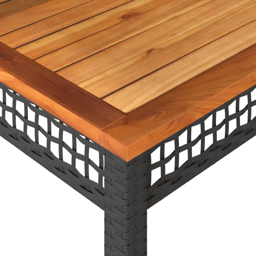 Vrtni stol crni 80 x 80 x 75 cm od poliratana i drva bagrema