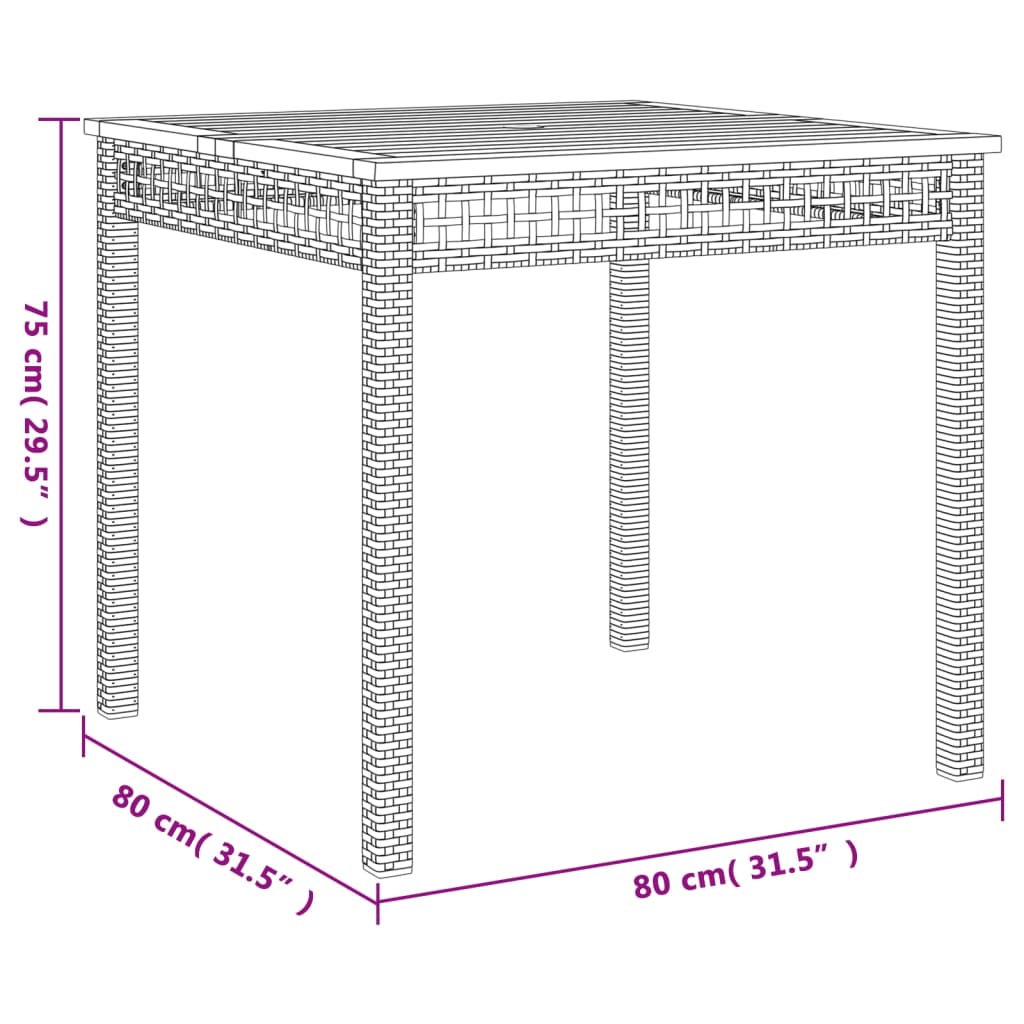 Vrtni stol sivi 80 x 80 x 75 cm od poliratana i bagremovog drva