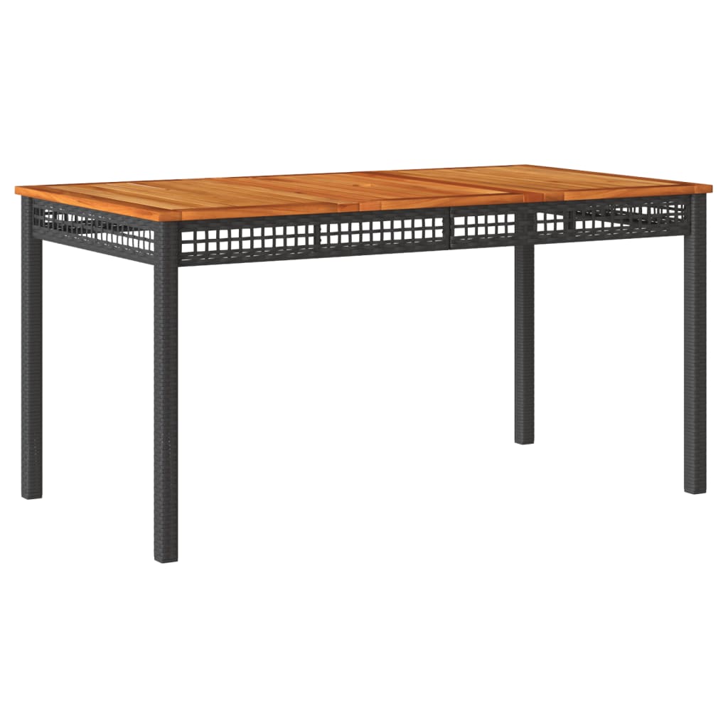 Vrtni stol crni 140 x 80 x 75 cm od poliratana i drva bagrema