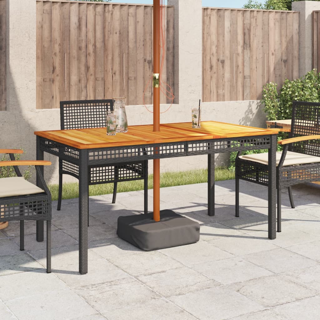 Vrtni stol crni 140 x 80 x 75 cm od poliratana i drva bagrema