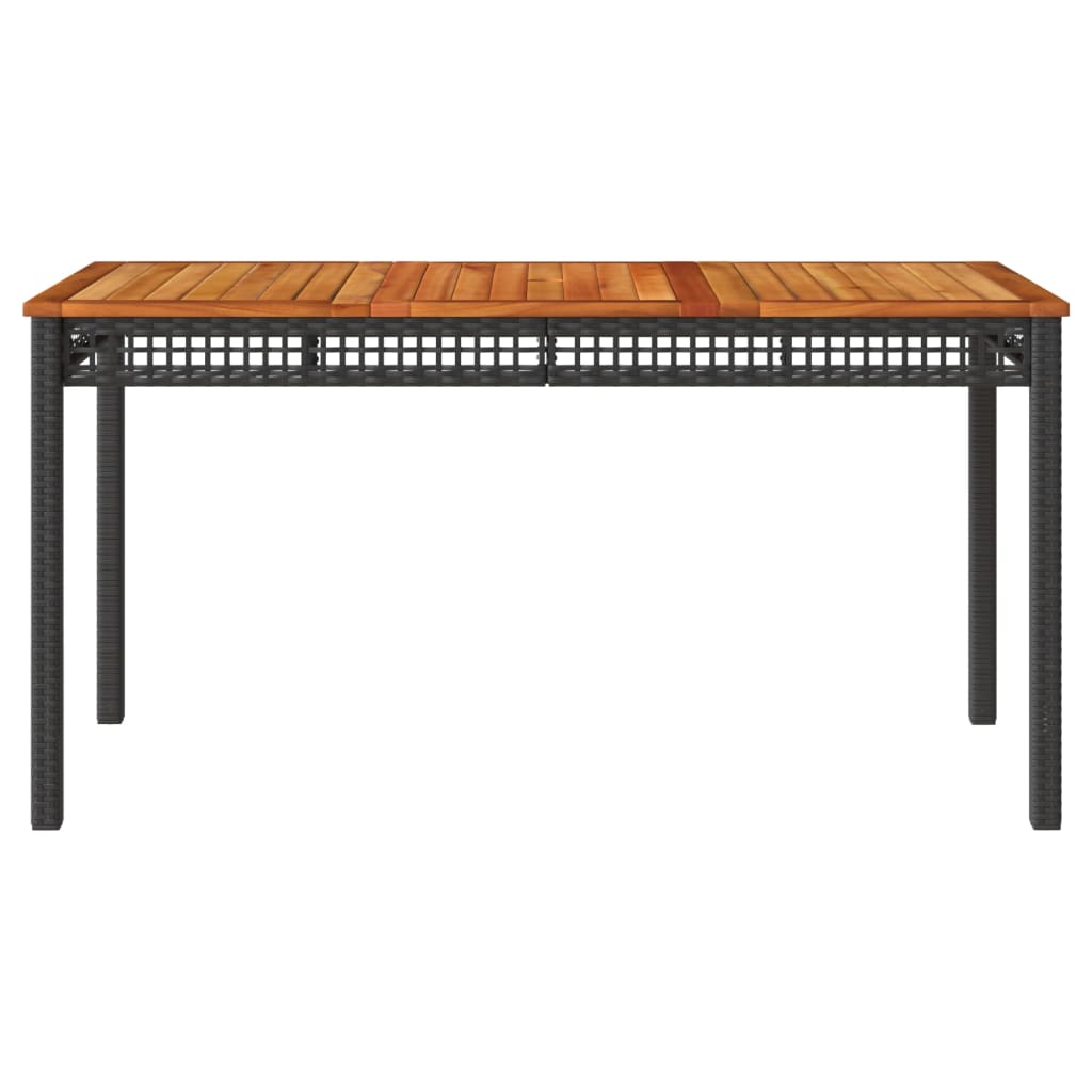 Vrtni stol crni 140 x 80 x 75 cm od poliratana i drva bagrema