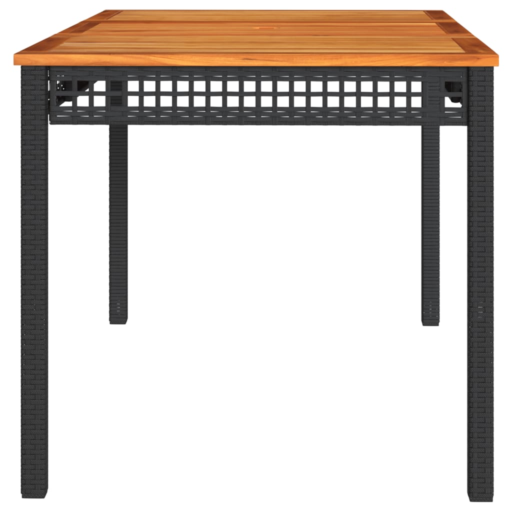 Vrtni stol crni 140 x 80 x 75 cm od poliratana i drva bagrema
