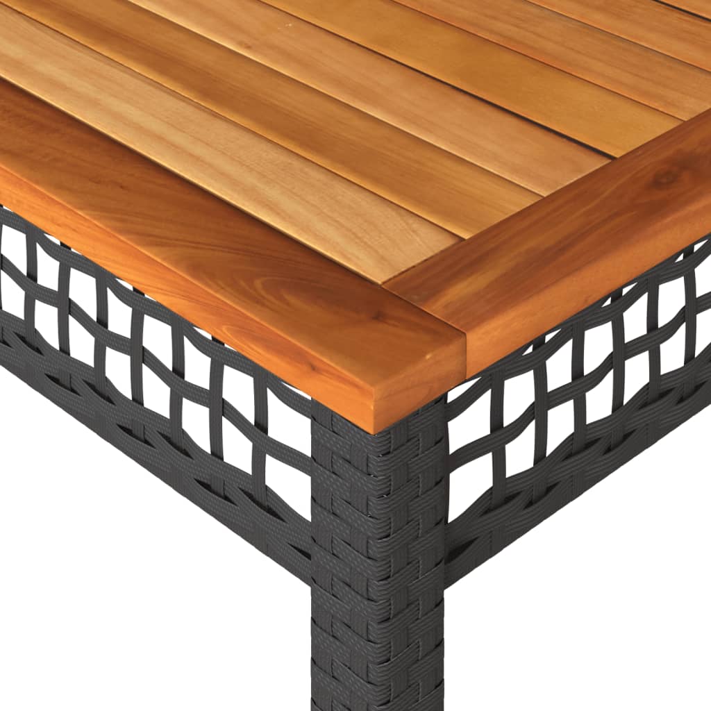 Vrtni stol crni 140 x 80 x 75 cm od poliratana i drva bagrema