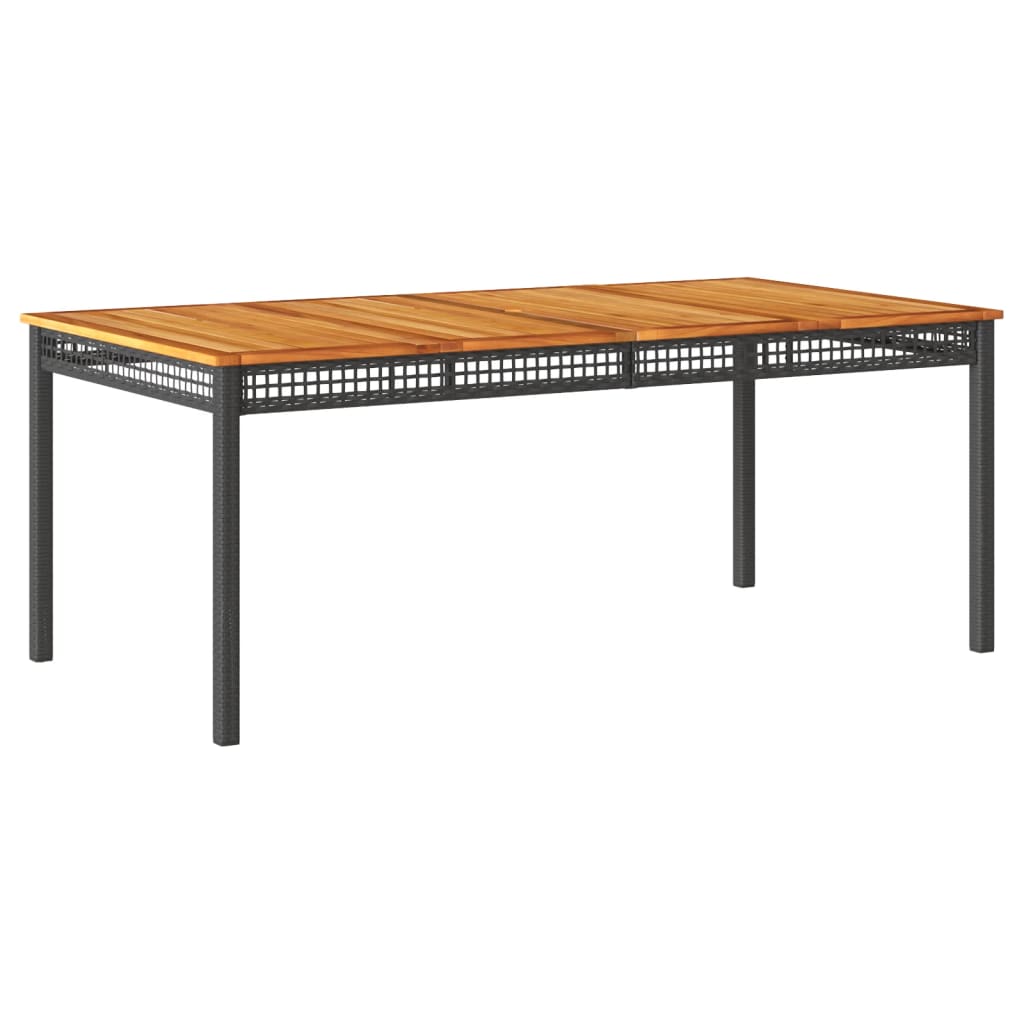 Vrtni stol crni 180 x 90 x 75 cm od poliratana i drva bagrema