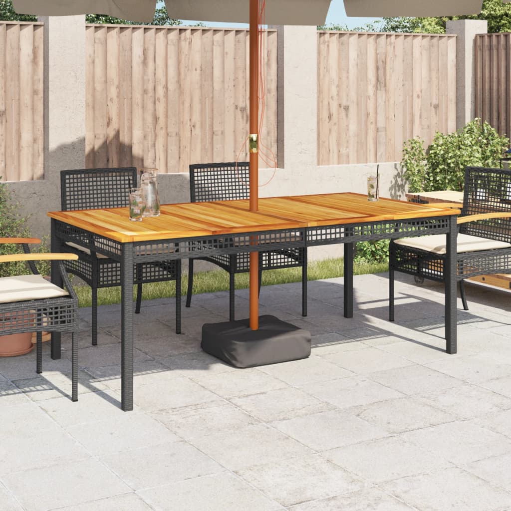 Vrtni stol crni 180 x 90 x 75 cm od poliratana i drva bagrema
