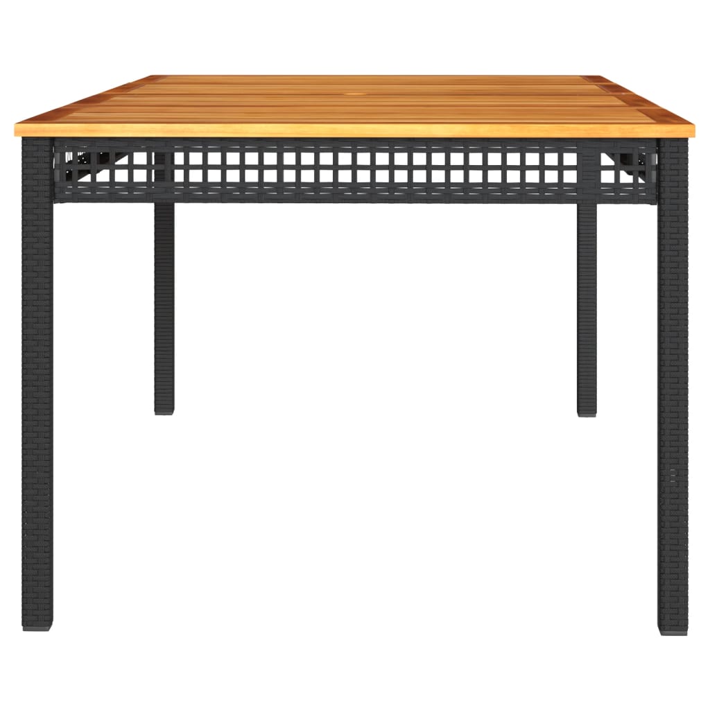 Vrtni stol crni 180 x 90 x 75 cm od poliratana i drva bagrema