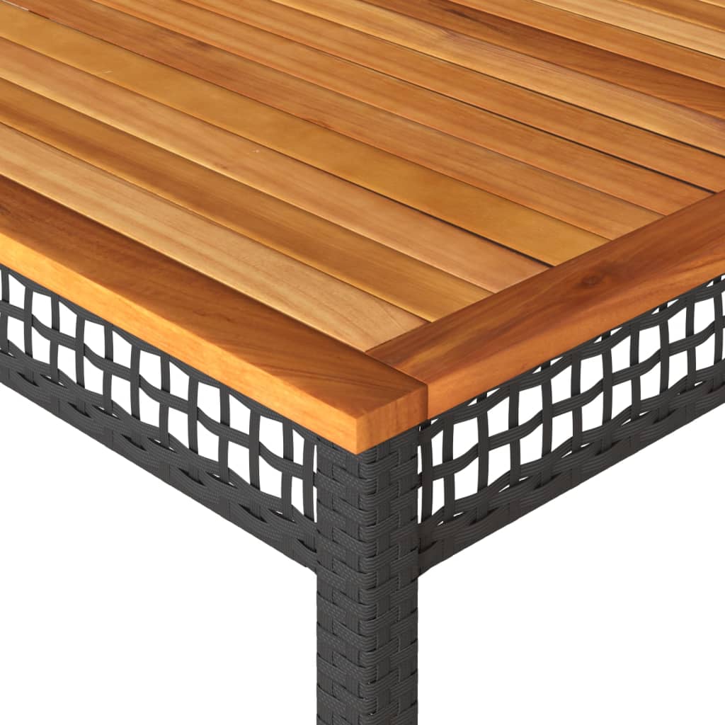 Vrtni stol crni 180 x 90 x 75 cm od poliratana i drva bagrema
