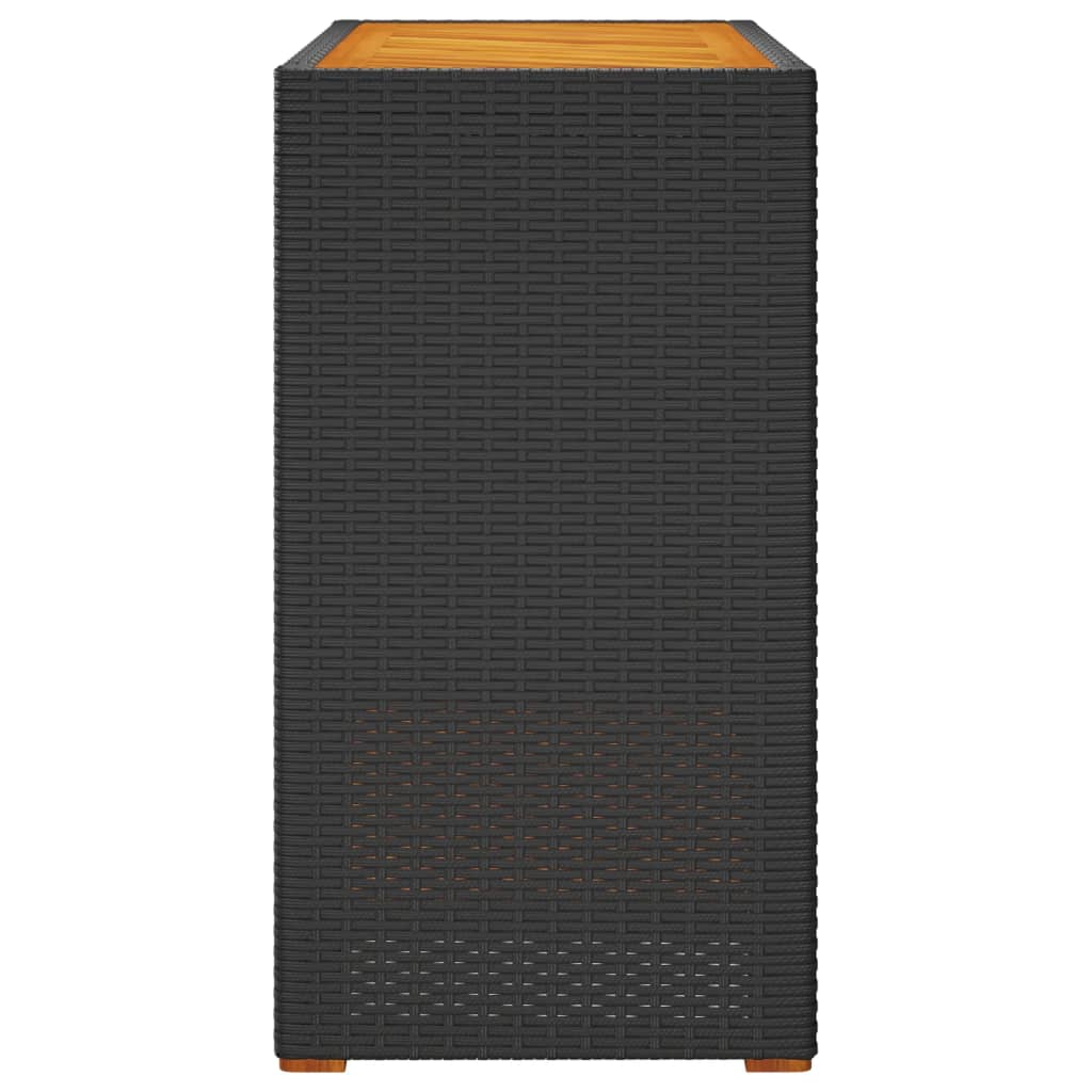 Vrtni bočni stolić s drvenom pločom crni 100x40x75 cm poliratan