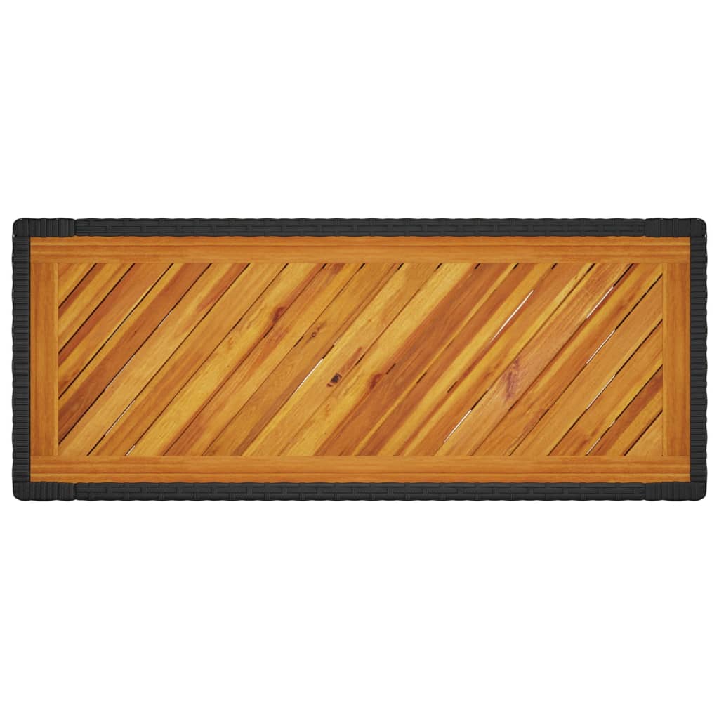 Vrtni bočni stolić s drvenom pločom crni 100x40x75 cm poliratan