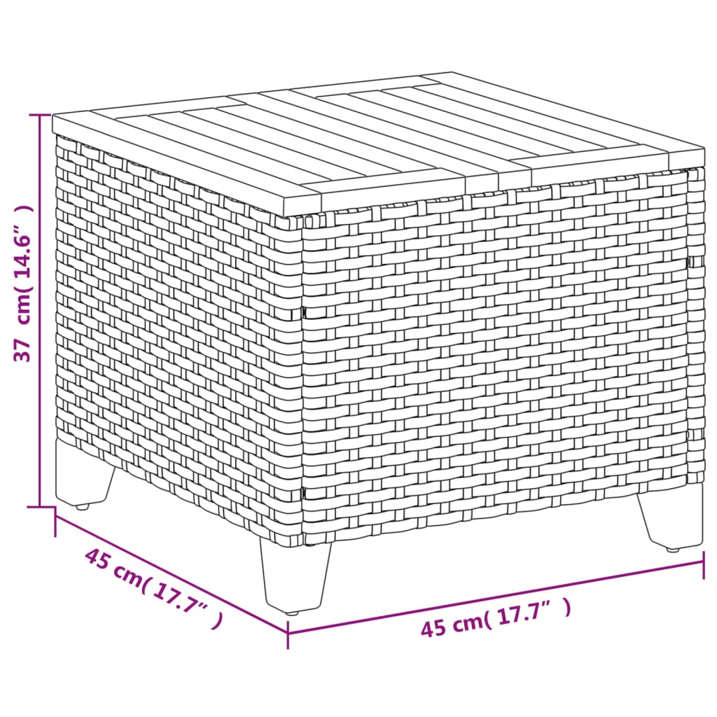Vrtni stol sivi 45 x 45 x 37 cm od poliratana i bagremovog drva