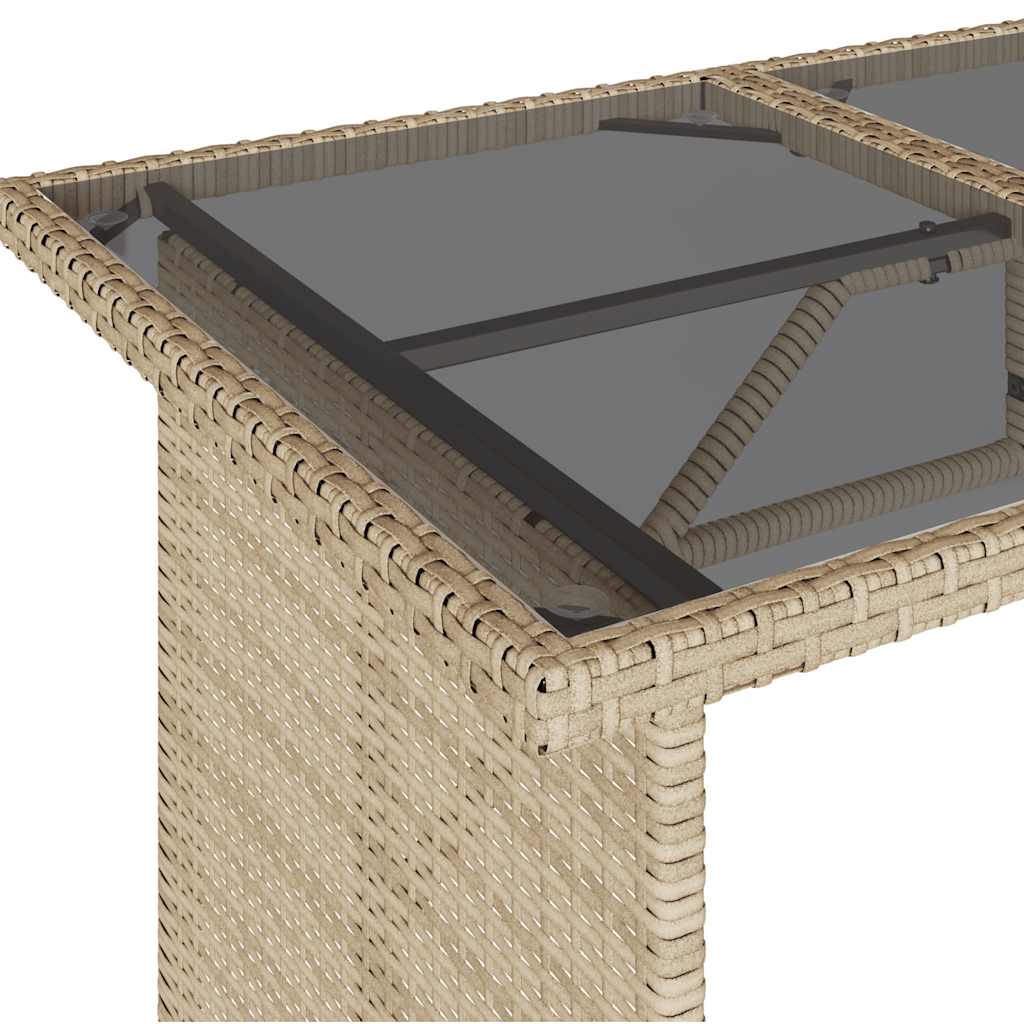 Vrtni stol sa staklenom pločom bež 110x68x70 cm poliratan