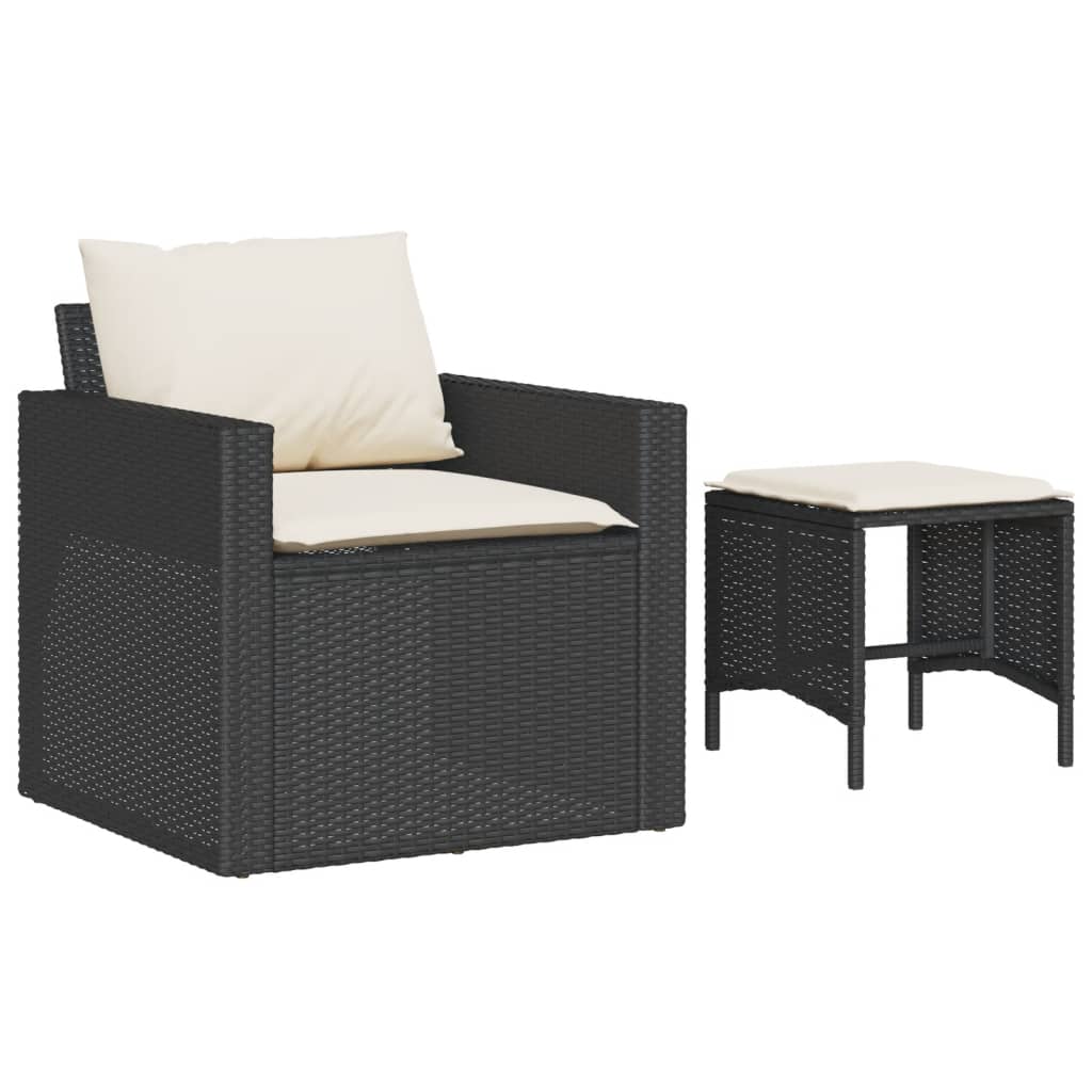 4-dijelni set vrtnih sofa od poliratana s jastucima crni