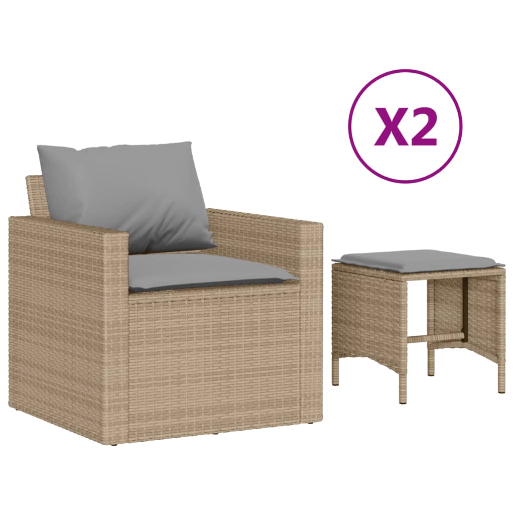 4-dijelni set vrtnih sofa s jastucima bež od poliratana