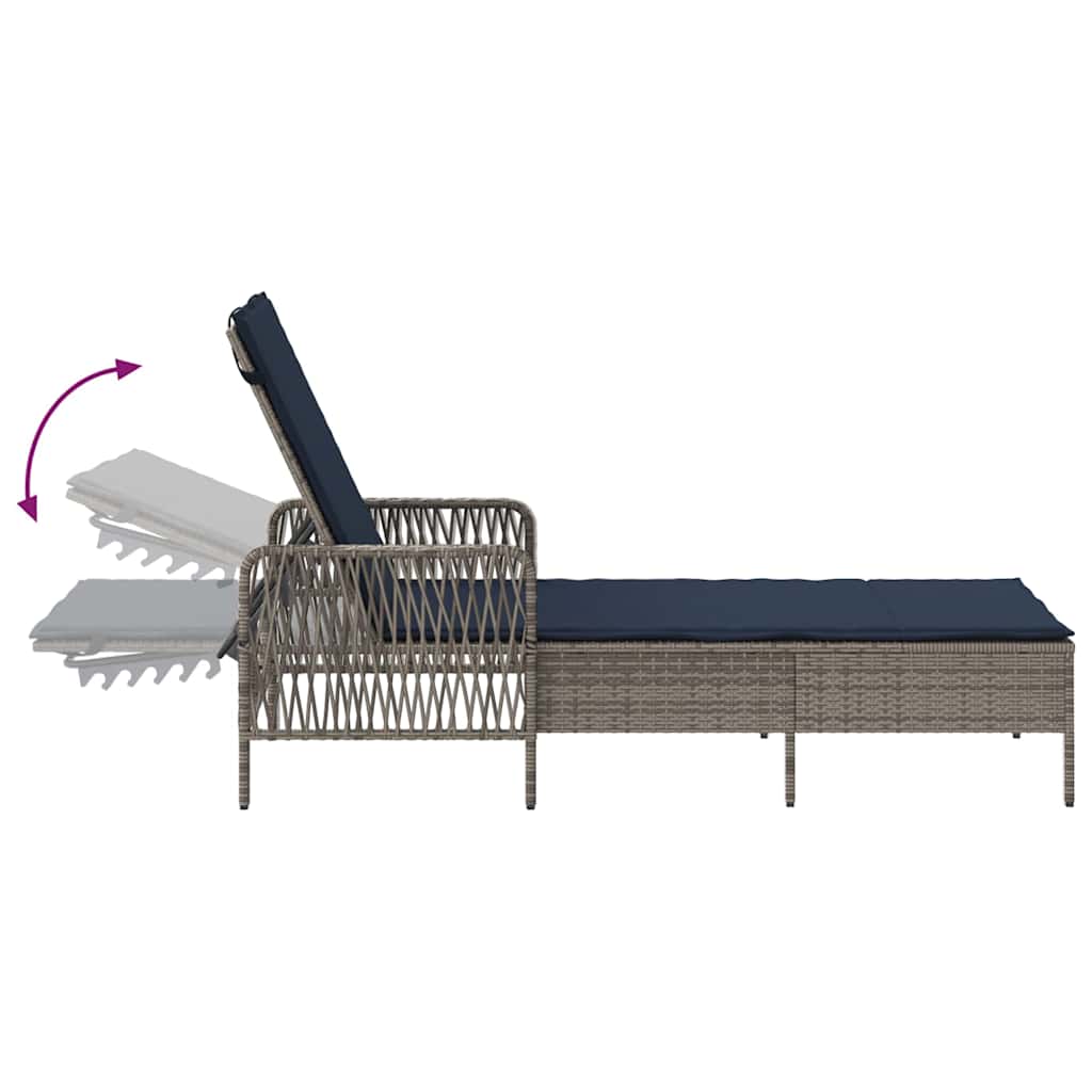 Ležaljka 3 pcs Siva i tamnoplava 200 x 55 x 92 cm poliratan